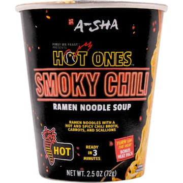 A-Sha Hot Ones Smoky Chilli Ramen Noodle Soup 72G ( BBD 24/08/2027 )