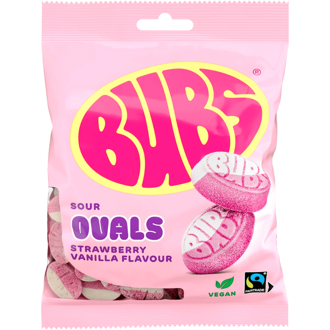Swedish Bubs Sour Ovals Strawberry Vanilla Flavour Flavour Mix 90G ( BB 18/08/2026 )