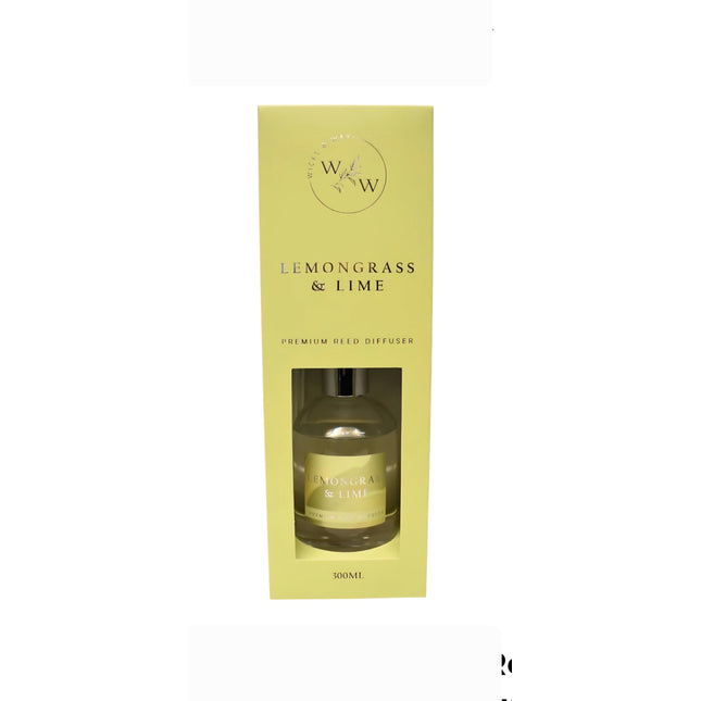 Wicks & Wax Premium Reed Diffuser Lemongrass & Lime  100ml