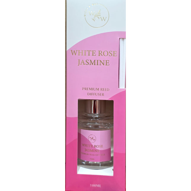 Wicks & Wax Premium Reed Diffuser White Rose Jasmine  100ml