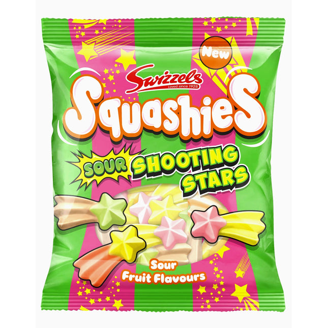 Swizzels Squashies Sour Shooting Stars Sour Fruit Flavours 100G ( BB 01/03/2027 )