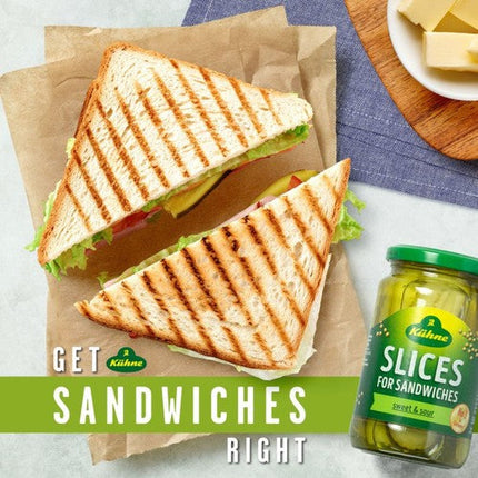 Kuhne Gherkin Slices for Sandwiches 370ml ( BB 15/12/2026 )
