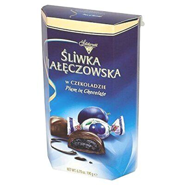 PLUM in CHOCOLATE/ SLIWKA NALECZOWSKA , 350G./ BAG or by weight- price –  Tasty Deli