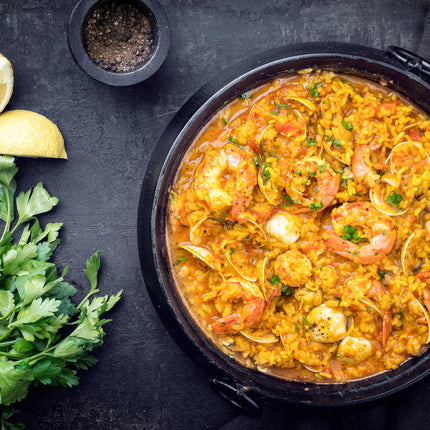 Carmencita Seafood Paella Kit ( 2 Serves Paella Pan with Bomba Rice & Ingredients )