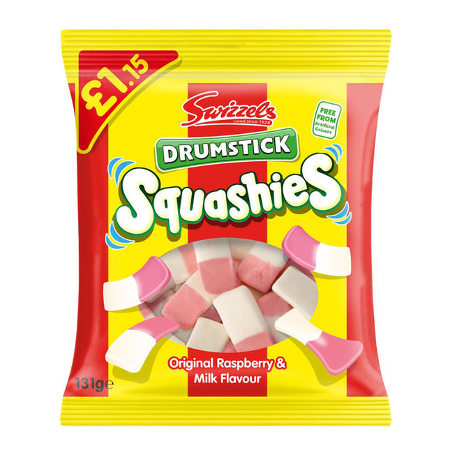 Swizzels Drumsticks Squashies Original Raspberry & Milk Flavour 131G ( BB 30/10/2026 )