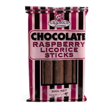 Licorice Lovers Raspberry Chocolate Coated Licorice Sticks 200G ( BB 07/2024 )