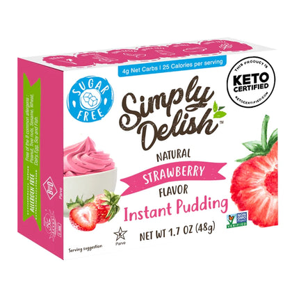 Simply Delish Strawberry Pudding Mix 48G Sugar Free ( BB 15/08/2025 )