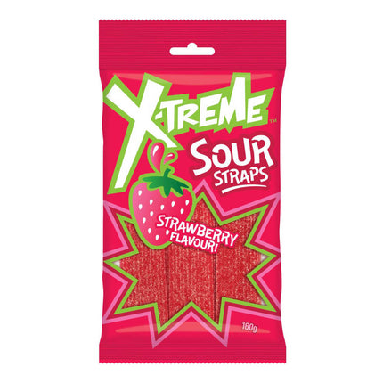 X-Treme Sour Straps Strawberry Flavour 160g ( BB 06/12/2025 )