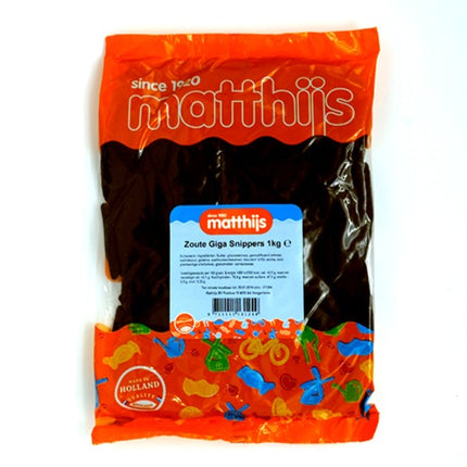 Matthijs Zoute Giga Snippers / Large Diamond Licorice 1kg bag ( BB 30/08/2026 )
